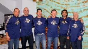 Ex-goleiros do Palmeiras reunidos em evento da Casa Palmeiras.