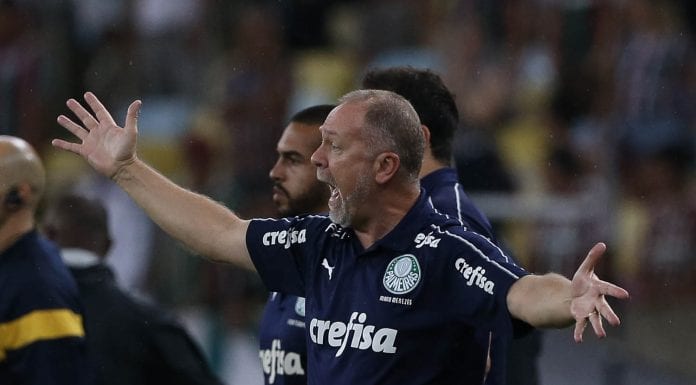 O técnico Mano Menezes, da SE Palmeiras, em jogo contra a equipe do Fluminense FC, durante partida válida pela trigésima quinta rodada, do Campeonato Brasileiro, Série A, no estádio Maracanã.