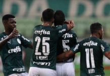 Patrick de Paula comemora gol do Palmeiras contra a Ponte Preta.