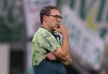 Vanderlei Luxemburgo observa time do Palmeiras contra o Sport.