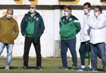 Membros da diretoria executiva acompanham treino do Palmeiras.