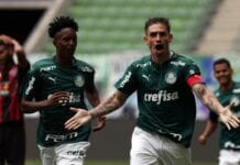 Aníbal comemora gol pelo Palmeiras.
