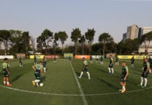 Palmeiras treina na Academia de Futebol para enfrentar o Botafogo-RJ.