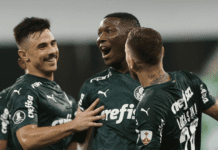 Patrick de Paula comemora primeiro gol do Palmeiras