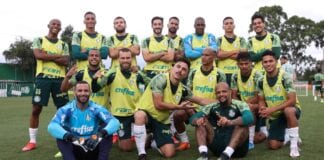Jogadores do Palmeiras no treino