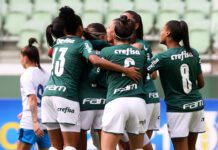 Partida entre Palmeiras e Real Brasília, válida pela sétima rodada do Campeonato Brasileiro Feminino, no Allianz Parque, em São Paulo-SP. (Foto: Fabio Menotti)