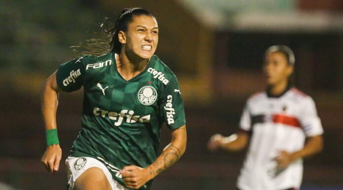 Bia Zaneratto faz três gols contra o Flamengo pela 11ª rodada do Campeonato Brasileiro Feminino A1 2021 (Foto: Fabio Menotti/Palmeiras)