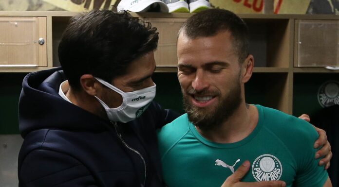 Abel Ferreira e Lucas Lima juntos pelo Palmeiras. (Foto: Cesar Greco)