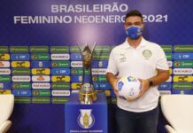 Ricardo Belli, técnico do Palmeiras, em lançamento oficial da final do Brasileirão Feminino Neoenergia 2021, na sede da CBF. (Foto: Luiza Moraes / Staff images Woman / CBF)