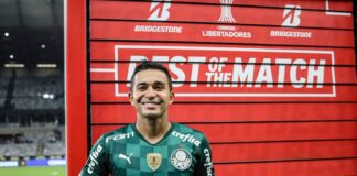 Dudu eleito Best Of the Match na partida entre Altético-MG x Palmeiras - Libertadores 2021 (Divulgação/Conmebol)