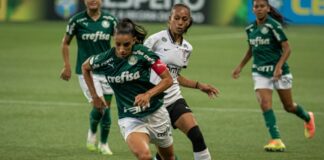 Partida de ida da semifinal disputada entre Palmeiras e Corinthians, pelo Brasileirão de 2020. (Foto: Rebeca Reis/AGIF)