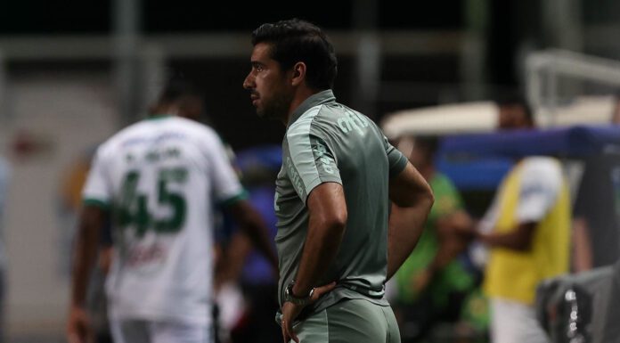 O técnico Abel Ferreira, da SE Palmeiras, em jogo contra a equipe do América FC, durante partida válida pela vigésima quarta rodada, do Campeonato Brasileiro, Série A, no estádio Independência. (Foto: Cesar Greco)