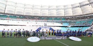 O time do Palmeiras em jogo contra o Bahia em partida válida pelo Campeonato Brasileiro de 2019 na Arena Fonte Nova (Foto: Cesar Greco)