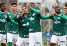 Partida entre Palmeiras e ECUS, válida pela última rodada da primeira fase Campeonato Paulista Sub-20, na Academia de Futebol 2, em Guarulhos-SP. (Foto: Fabio Menotti)
