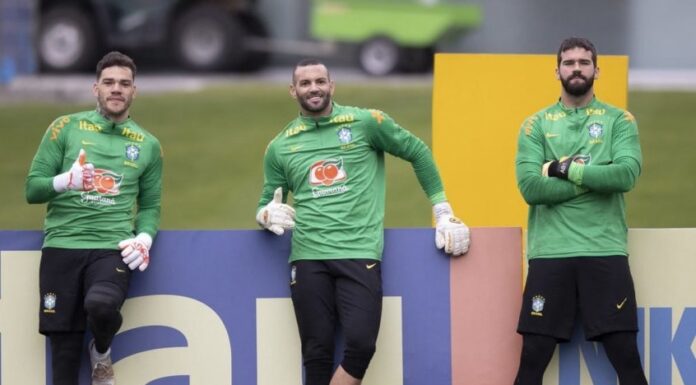 Alisson, Édederson e Weverton na Seleção Brasileira (Foto: Lucas Figueiredo/CBF)