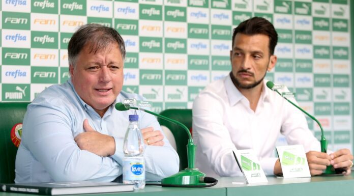 Anderson Barros e Edu Dracena em coletiva no Palmeiras