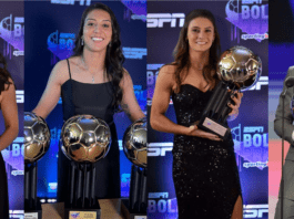 Agustina Barroso, Bia Zaneratto, Bruna Calderan e Raphael Veiga representaram o Palmeiras e foram vencedores do Prêmio Bola de Prata 2021 (Foto: Divulgação)