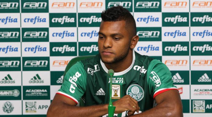 O jogador Borja é apresentado como a mais nova contratação da SE Palmeiras, na Academia de Futebol.