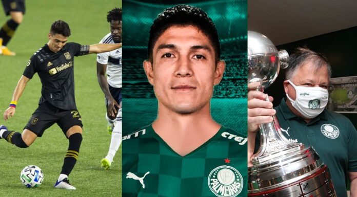 Eduard Atuesta, Valber Huerta e Anderson Barros, do Palmeiras