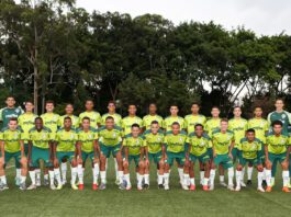 Os atletas da base da SE Palmeiras, durante treinamento para a Copa São Paulo, na Academia de Futebol, em São Paulo-SP. (Foto: Fabio Menotti)
