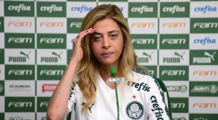 Leila Pereira concede entrevista coletiva na Academia de Futebol do Palmeiras