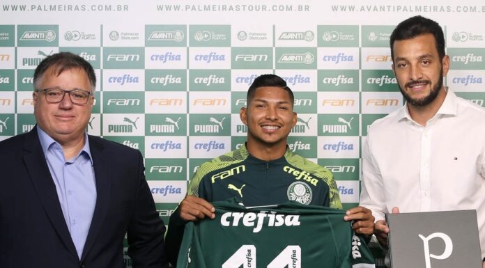 Anderson Barros ao lado de Rony, durante apresentação do jogador no Palmeiras.