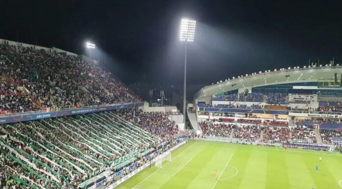 Torcida do Palmeiras no estádio Mohammed Bin Zayed, em Abu Dhabi, na final do Mundial de Clubes 2021