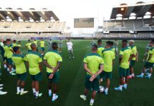 Os atletas da SE Palmeiras durante treinamento no estádio Zayed Sports City Stadium, em Abu Dhabi, nos Emirados Árabes Unidos. (Foto: Fabio Menotti/Palmeiras)
