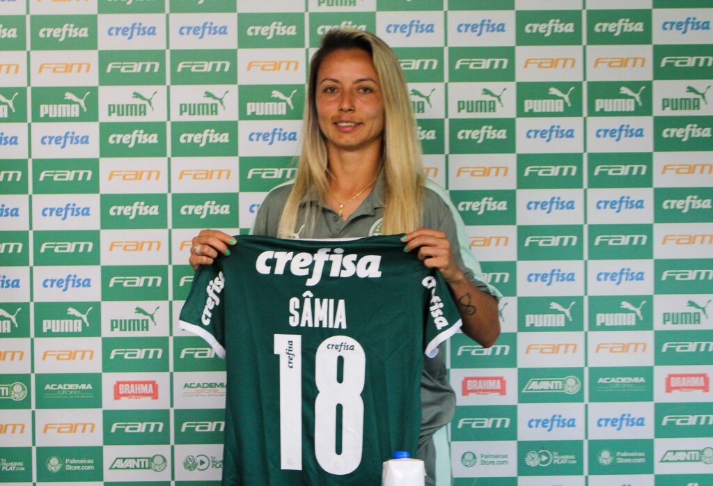Apresentação de Sâmia Pryscila no Palmeiras. (Foto: Luiz Guilherme Martins/Palmeiras)