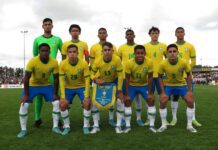 Endrick e Luís Guilherme do Palmeiras com a Seleção Brasileira Sub-17 no Torneio de Montaigu na França Bruno Pacheco/CBF