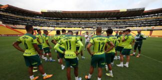 Treino do Palmeiras no Equador na preparação para o jogo contra o Emelec pela Libertadores (foto: Cesar Greco/Palmeiras)