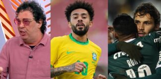 Casagrande, Claudinho e jogadores do Palmeiras