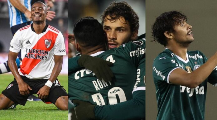 Nicolás De La Cruz, Raphael Veiga e Gustavo Scarpa últimas do Palmeiras