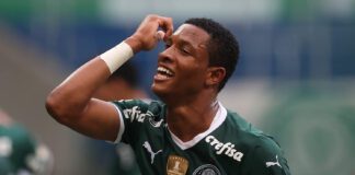 Danilo comemora gol do Palmeiras contra o RB Bragantino.