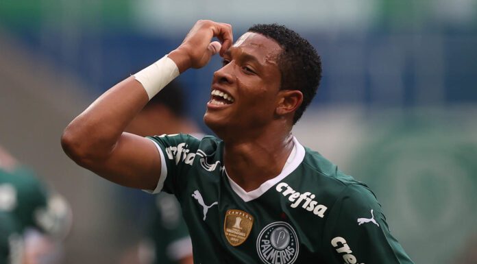 Danilo comemora gol do Palmeiras contra o RB Bragantino.