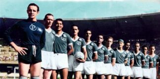 Elenco da SE Palmeiras durante conquista do Mundial de Clubes de 1951, no Maracanã. (Foto: Acervo Histórico)
