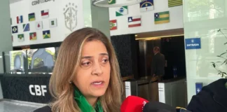 Leila Pereira, presidente do Palmeiras, após reunião na CBF — Foto Martín Fernandez