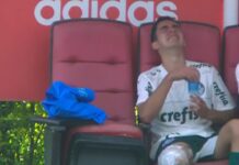 Figueiredo, do Palmeiras, chora no banco de reservas