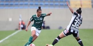 Partida entre Palmeiras e Santos, válida pela terceira rodada do Campeonato Paulista Feminino, na Arena Barueri, em Barueri-SP. (Foto: Fabio Menotti)