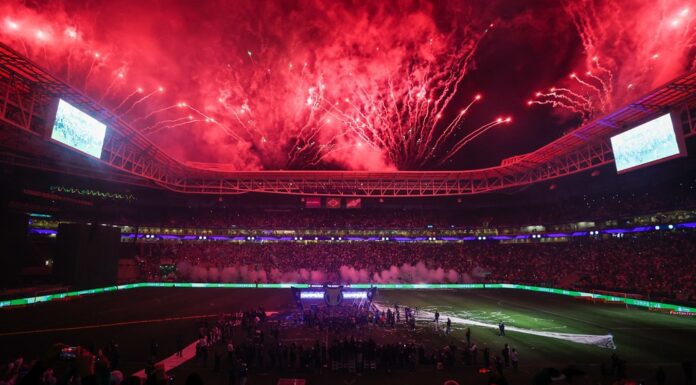 Allianz Parque, durante celebração da entrega da taça do Campeonato Brasileiro, após o jogo contra o América-MG. (Foto: Fábio Menotti)