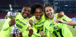 Amanda, Awanny e Jully são as goleiras do elenco palmeirense (Foto: Staff Images Woman/CONMEBOL)