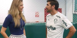 Leila Pereira conversa com Abel Ferreira na Academia de Futebol do Palmeiras