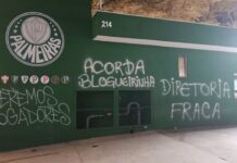 Muros do Palmeiras são pichados após empate com o São Paulo