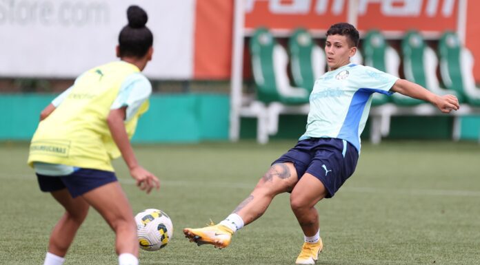 Lorena já realizou o primeiro treino com a camisa do Alviverde (Foto: Fabio Menotti/Palmeiras/by Canon)
