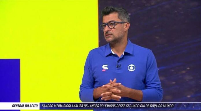 O ex-árbitro de futebol, Sandro Meira Ricci, durante o quadro Central do Apito, do Grupo Globo. (Foto: Reprodução/SporTV)