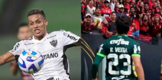 Pedrinho, do Atlético-MG, e Raphael Veiga, do Palmeiras