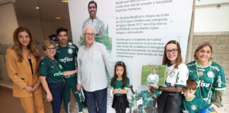 Evento em que a SE Palmeiras batizou o Núcleo de Saúde e Performance com o nome do coordenador médico Gustavo Magliocca, na Academia de Futebol. (Foto: César Greco)