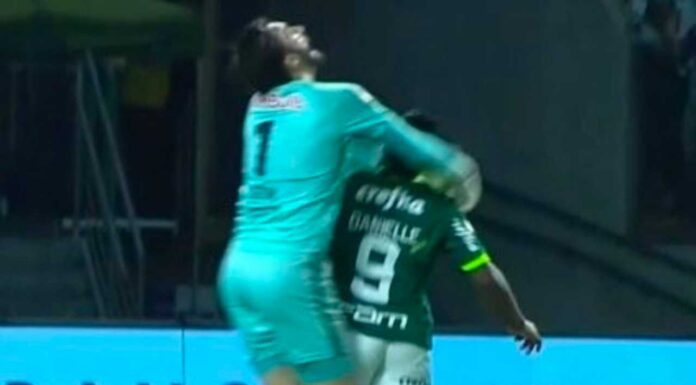 Goleiro Cleiton derruba Endrick, do Palmeiras, na área