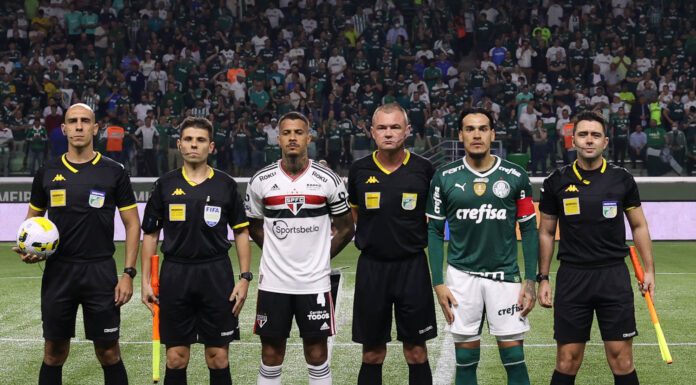 O jogador Gustavo Gómez, da SE Palmeiras, em jogo contra a equipe do São Paulo FC, durante partida válida pelas oitavas de final, volta, da Copa do Brasil, na arena Allianz Parque. (Foto: Cesar Greco)