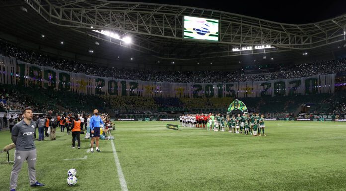 O time da SE Palmeiras, em jogo contra a equipe do São Paulo, durante partida válida pelas quartas de final da Copa do Brasil, no Allianz Parque. (Foto: César Greco)